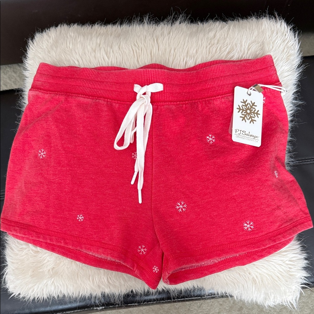 NWT - PJ Salvage Red Hot Shorts with Snowflake Embroidery